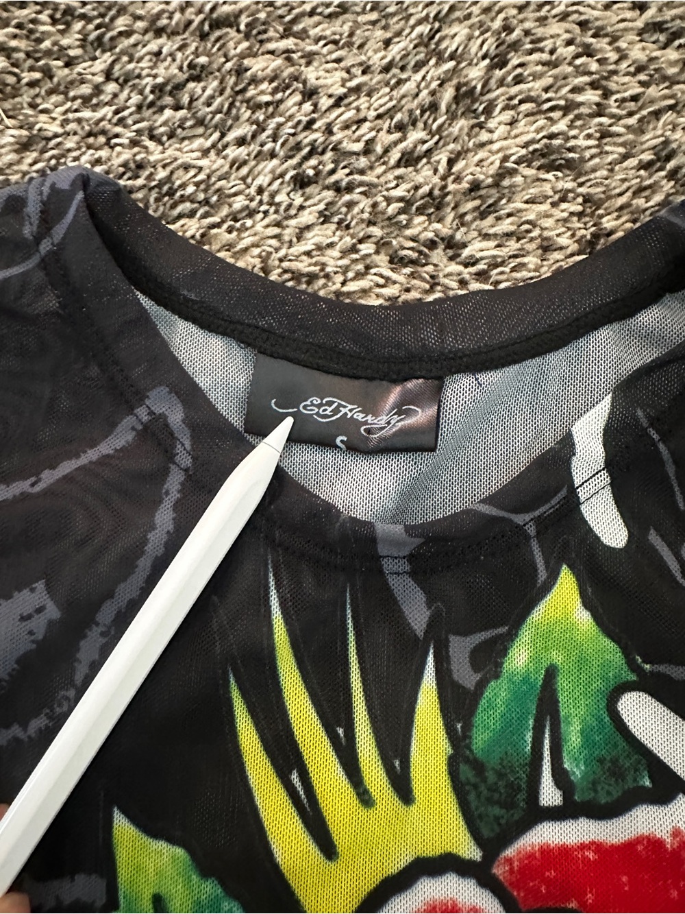 Ed Hardy Black Swim Coverup with Red Rose Graphic - Picture 4 of 4